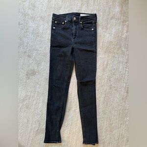 Rag & bone black high rise ankle skinny jeans, size 25.